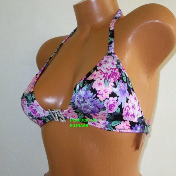 VICTORIA SECRET Swim VS Shine Logo Bikini Top SMALL 32C 32D 34AA 34A 34B $44 - Picture 3 of 8